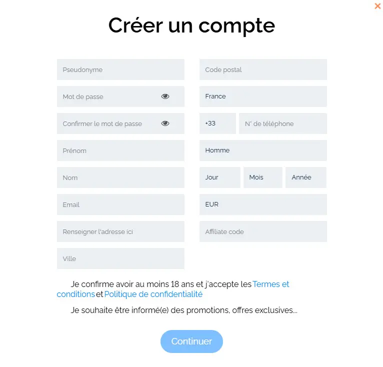 Processus d'inscription LEON CASINO